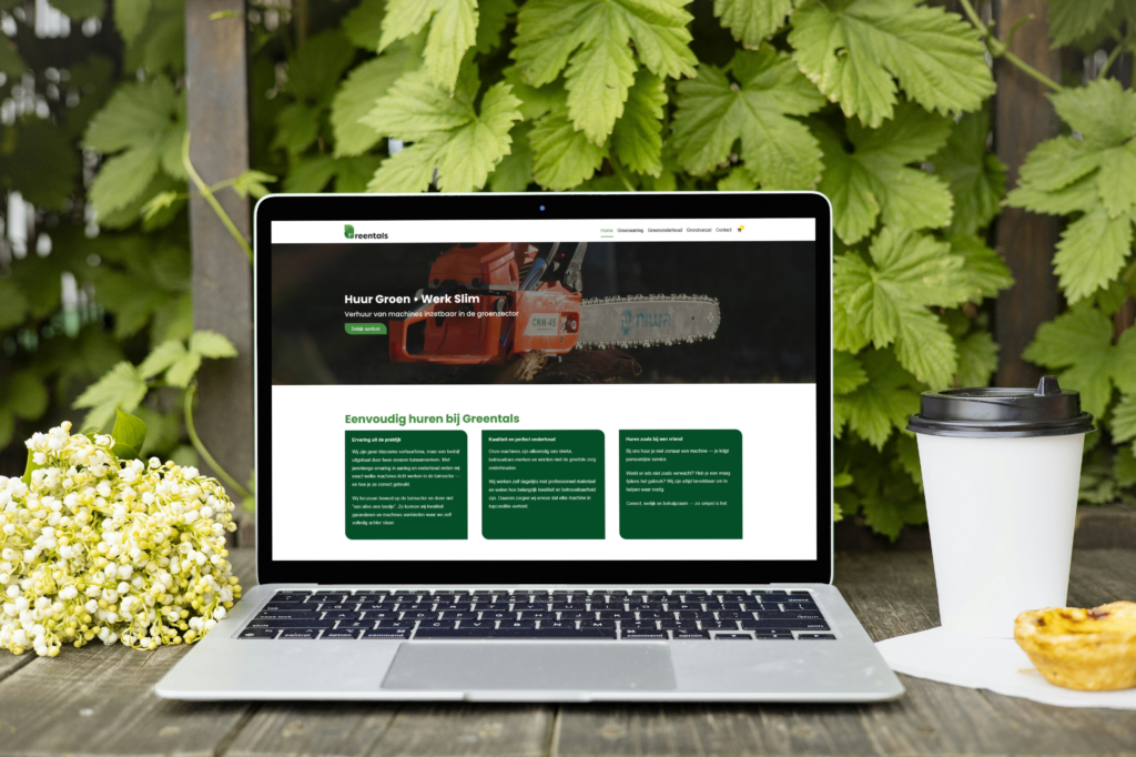 Laptop met website preview van Greentals